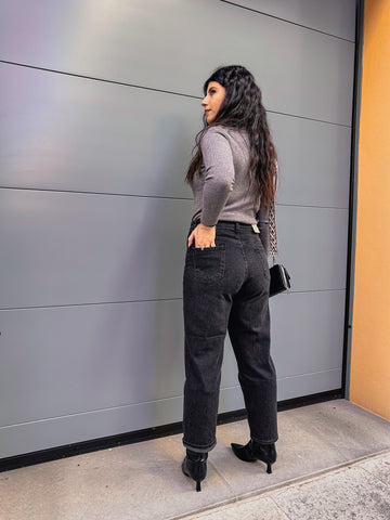 Pont jeans donna nero cropped